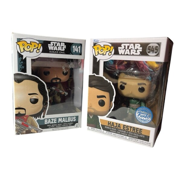 Funko Pop! Star Wars: Rogue One Set of 2 Baze Malbus 141  Haja Estree 545 - Picture 1 of 3